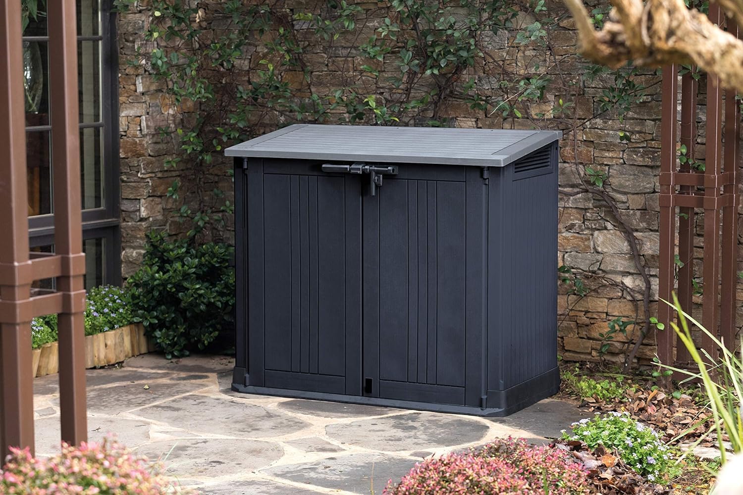 KETER Abri Horizontal Range Poubelle SIO Nova - 880 litres - Noir