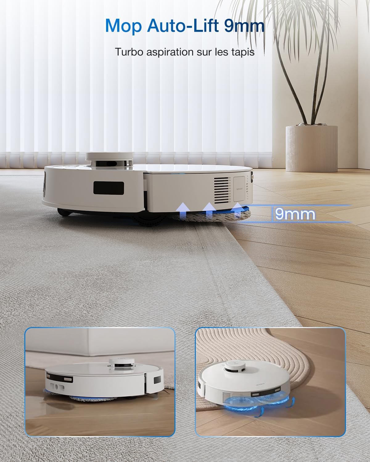 ECOVACS DEEBOT T30C Pro Omni GEN 2 Robot Aspirateur Laveur avec Station Omni,15400Pa Aspiration, Brosse ZeroTangle 2.0, Nettoyage TruEdge, Auto-Vidange,Séchage 45°C, 200min Autonomie, Assistant YIKO