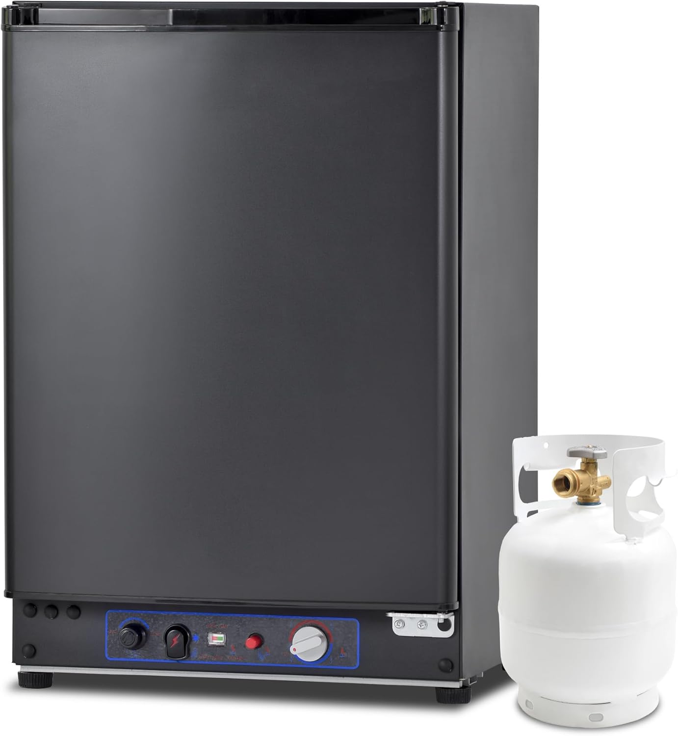 Smad Frigo Gaz Camping Car, 60L, Frigo Trimixte 12V 220V Gaz, Réfrigérateur Silencieux pour Camping-car, Caravane, Gîte, Mobile-home, Noir
