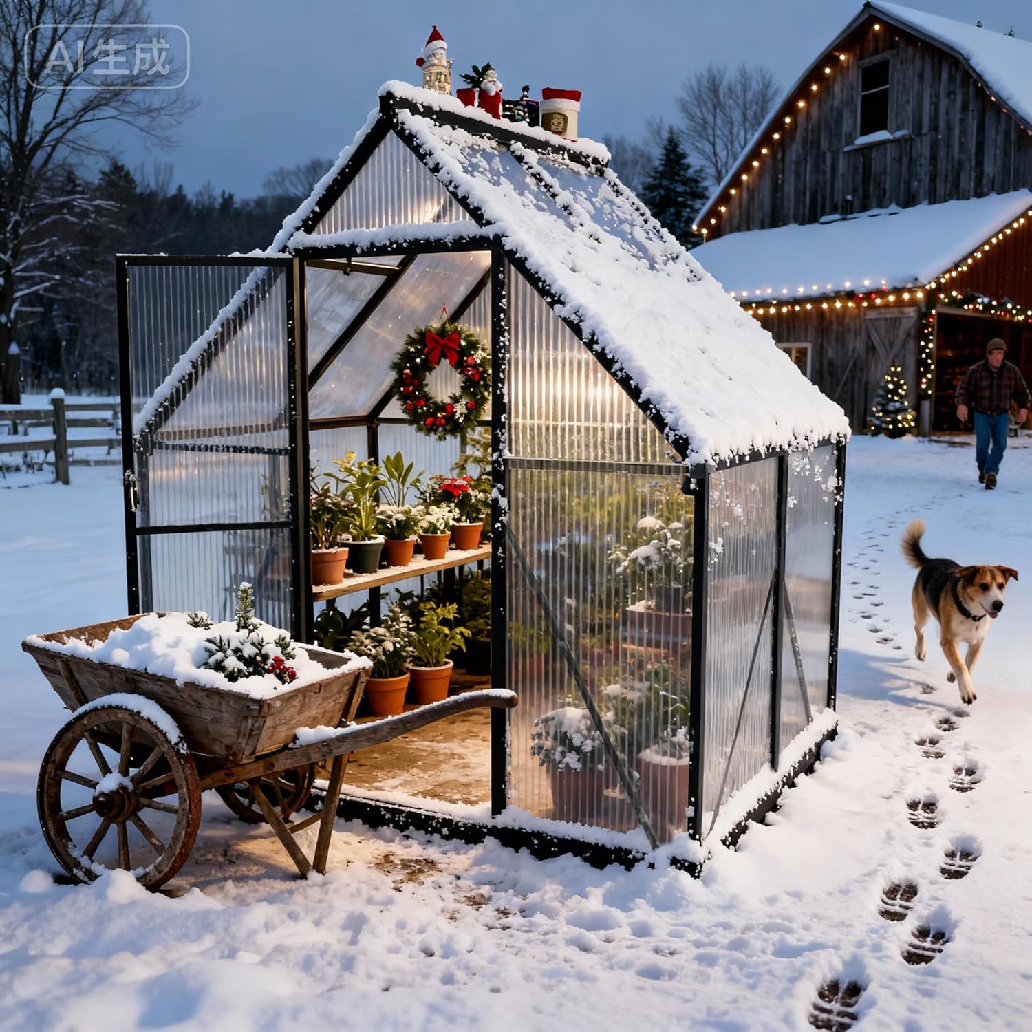 Froadp serre de jardin en aluminium avec fondation, 125 × 180 × 195 cm, polycarbonate 4 mm, résistante aux intempéries, avec fenêtres