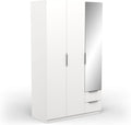 Armoire dressing blanc mat avec miroir 3 portes 120 x 50 x 200 cm