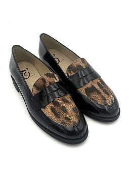 Mocassin Folies Naelle / Vernis Noir - Léopard