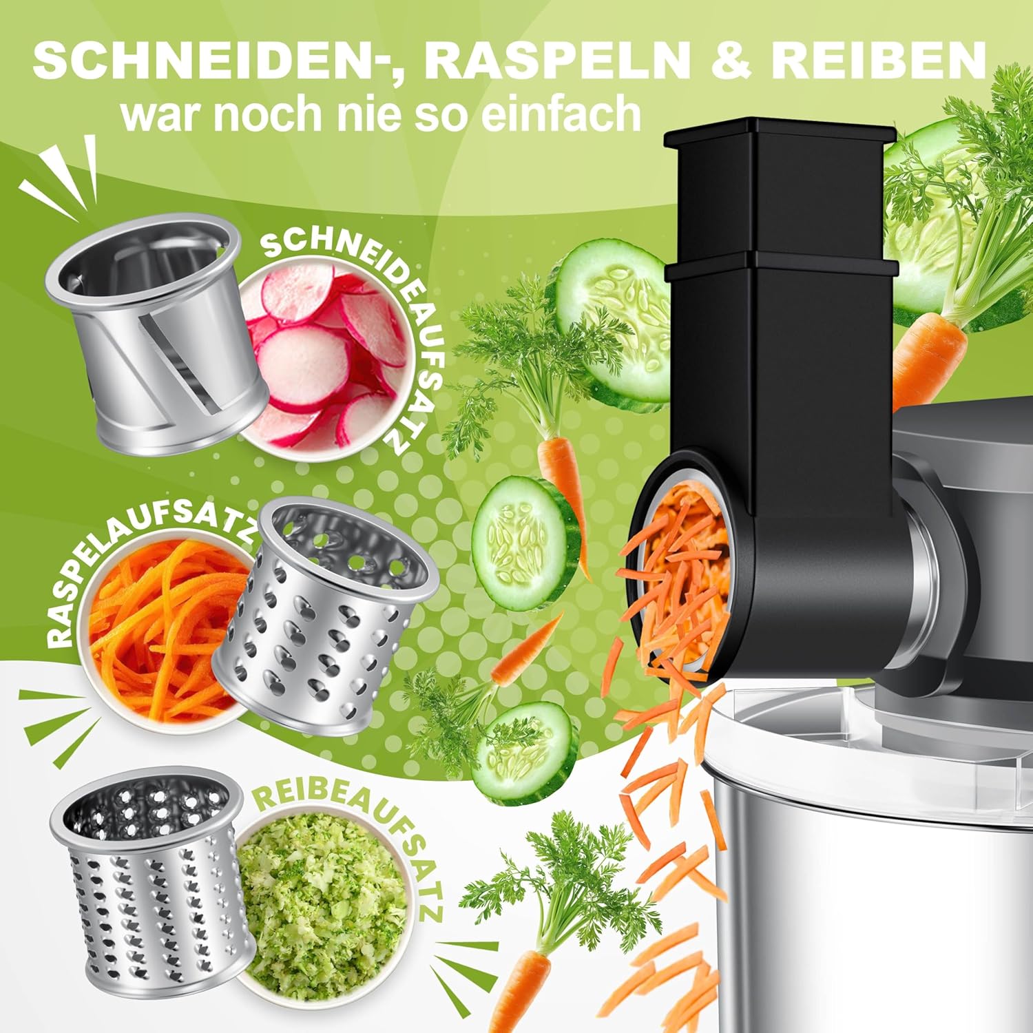 KESSER Robot de cuisine universel 3 en 1 K-KM 3000 avec hachoir à viande, pétrisseur, mélangeur multifonction, bol de 5,5 l avec 3 outils mélangeurs, presse-agrumes 1,5 l, kit d'accessoires, pâtes et