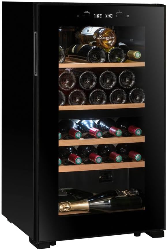 LA SOMMELIERE Cave de mise à température double zone SLS32DZBLACK 32 Bouteilles