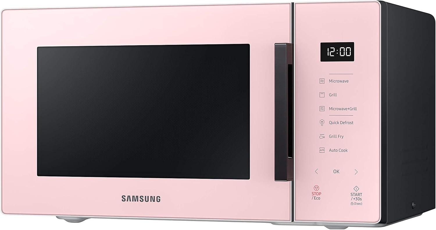 Samsung MG23T5018CP Four à micro-ondes, 23 L, 1100 W, Air Fry, avec plateau doreur, verre design, poudre
