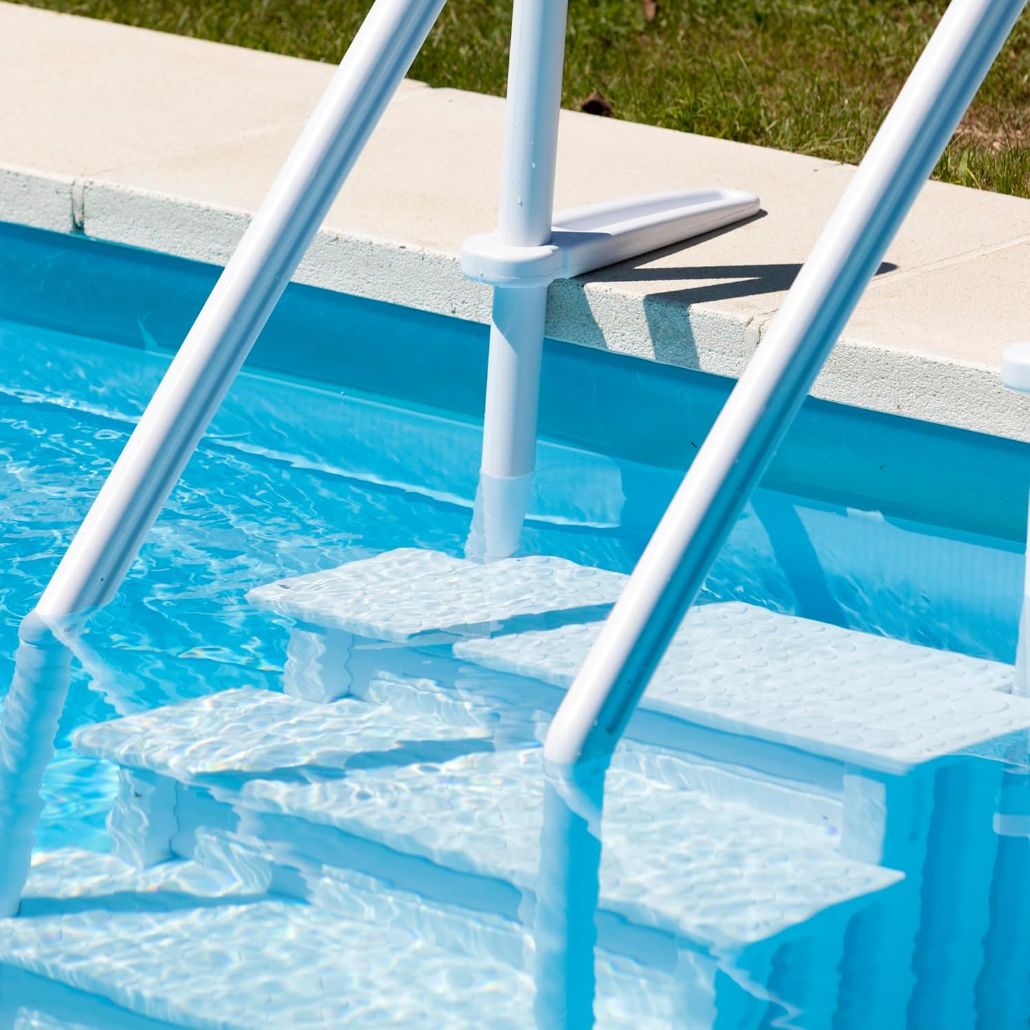 GRE EPE30 - Échelle intérieure antidérapante pour Piscine enterrée, Échelle de sécurité pour Piscine avec 4 marches, synthétique, Couleur Blanche. 80 x 92 x 206 cm