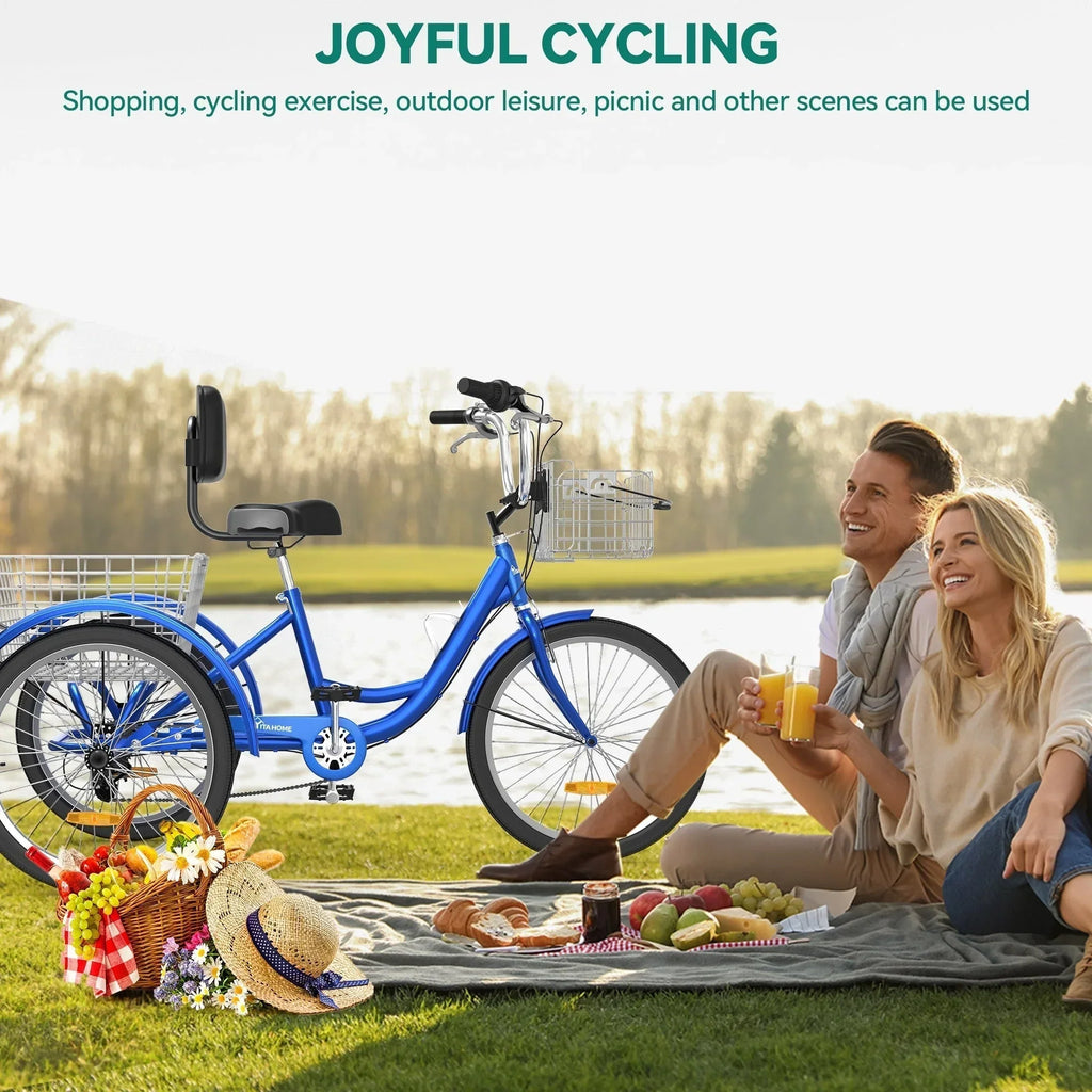 26 Adult Tricycle 3 Wheel Bikes 7 Speed Trike Bike