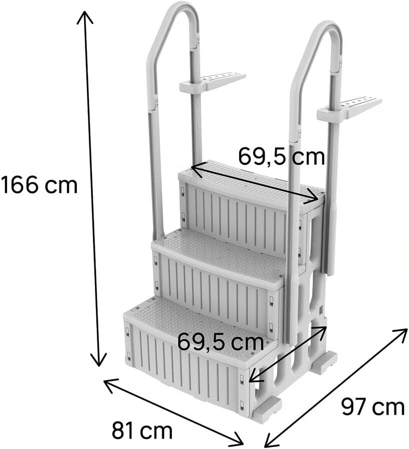 Escalier Simple de Piscine Nathan - 3 marches - en Plastique