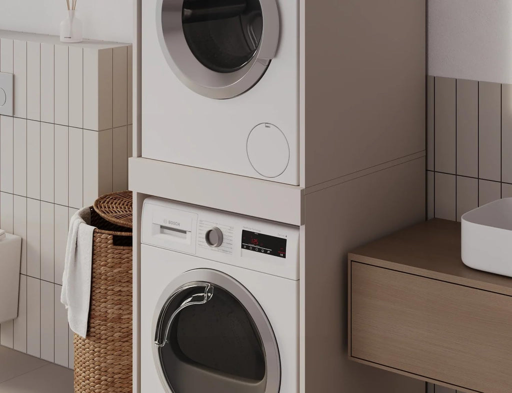 PLATAN ROOM Armoire pour lave-linge et sèche-linge avec plateau coulissant 187 x 65 x 66 cm blanc