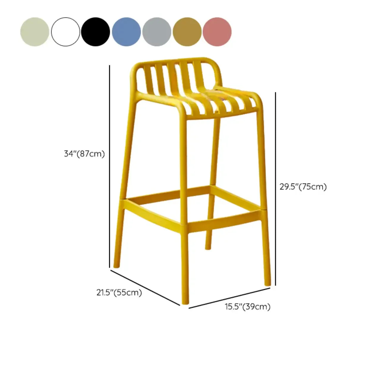 Minimalist Plastic Counter Bar Stool Outdoor Indoor
