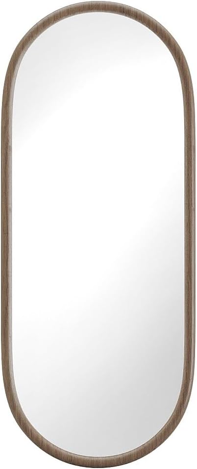 Vente-unique - Miroir Ovale en Bois d'hévéa - L. 50 x H. 120 cm - Naturel - SHAXI