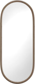 Vente-unique - Miroir Ovale en Bois d'hévéa - L. 50 x H. 120 cm - Naturel - SHAXI