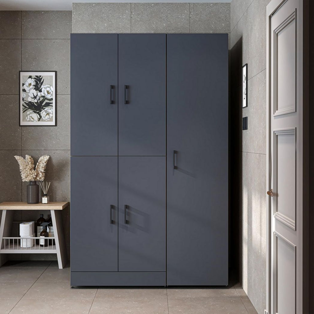 ROOMART Dora - Meuble pour machine à laver - Pour sèche-linge et machine à laver - En 4 couleurs - Avec portes et panneau coulissant - Blanc - Chêne blanc - Chêne anthracite - Chêne blanc (chêne blanc)