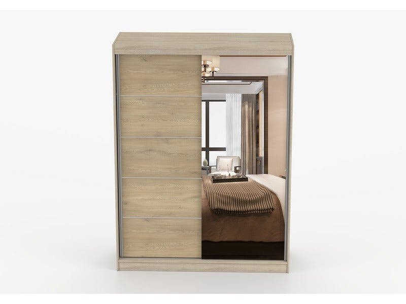 Armoire 150 cm avec miroir - chêne - chêne crémone