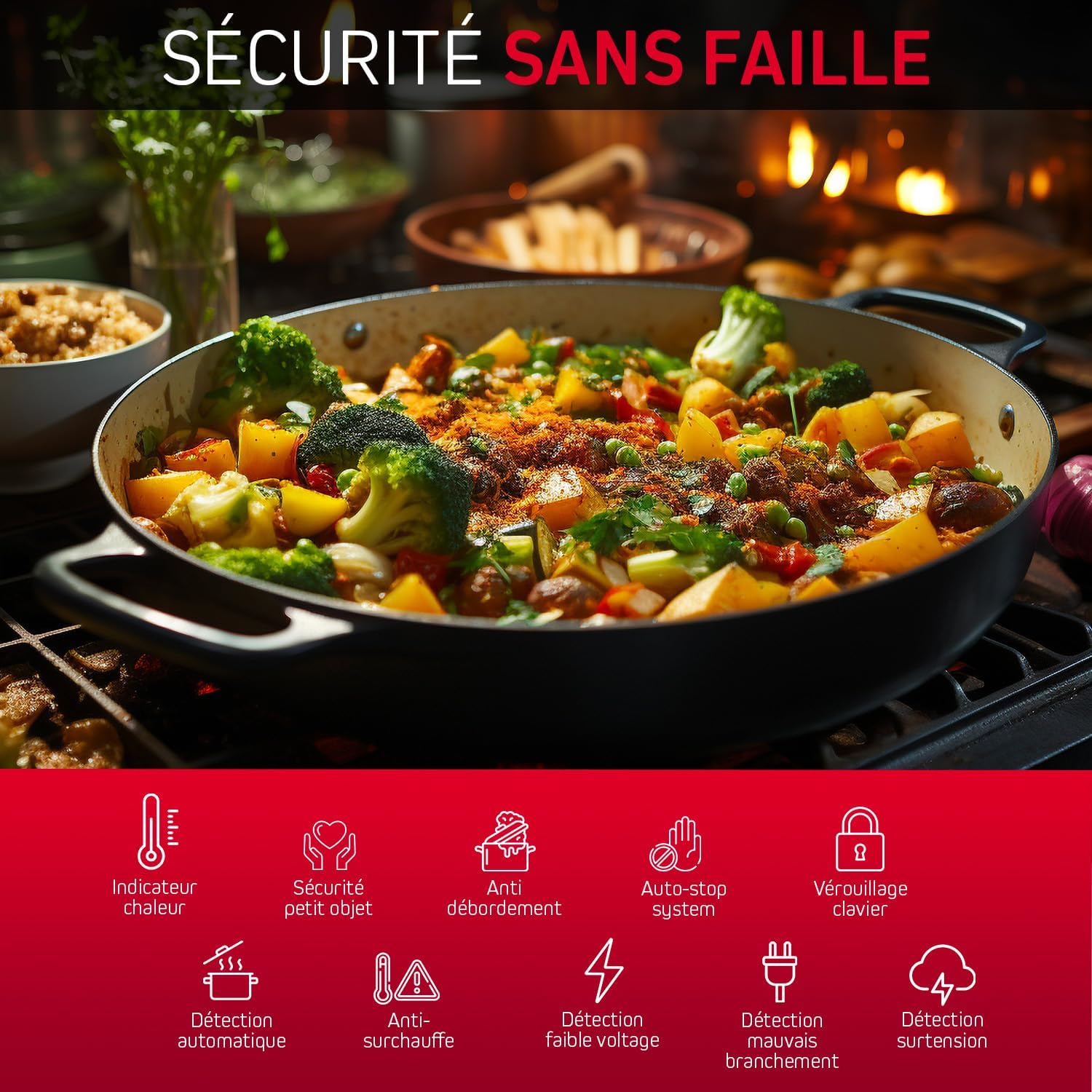Brandt - BPI6464B - Plaque Induction - Table de Cuisson Encastrable - Noir - 4 Foyers - 7200W - Dimensions Encastrement : 56x49cm - Précision et Performances - Fabriqué en France