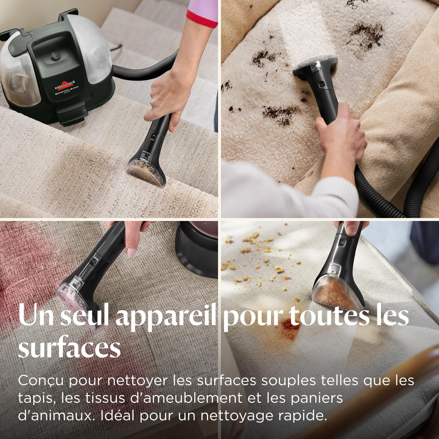 BISSELL SpotClean Mini Shampouineuse Filaire, Nettoyeur Tapis Portable, Idéal pour les Nettoyages Rapides, Compact et Léger, Élimine les Taches en Voiture, Bateau, Canapé et Plus Encore, 41491