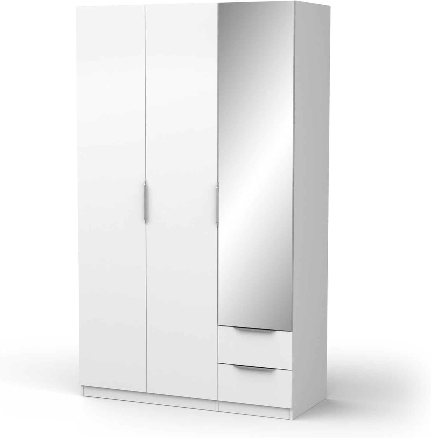 Armoire dressing blanc mat avec miroir 3 portes 120 x 50 x 200 cm