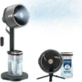 Shark FlexBreeze Pro Mist Ventilateur intérieur/extérieur sans fil, Brumisateur portable, Portée 20 m, Sur pied ou de table, 5 vitesses, Silencieux, Télécommande, Gris Charbon FA300EU