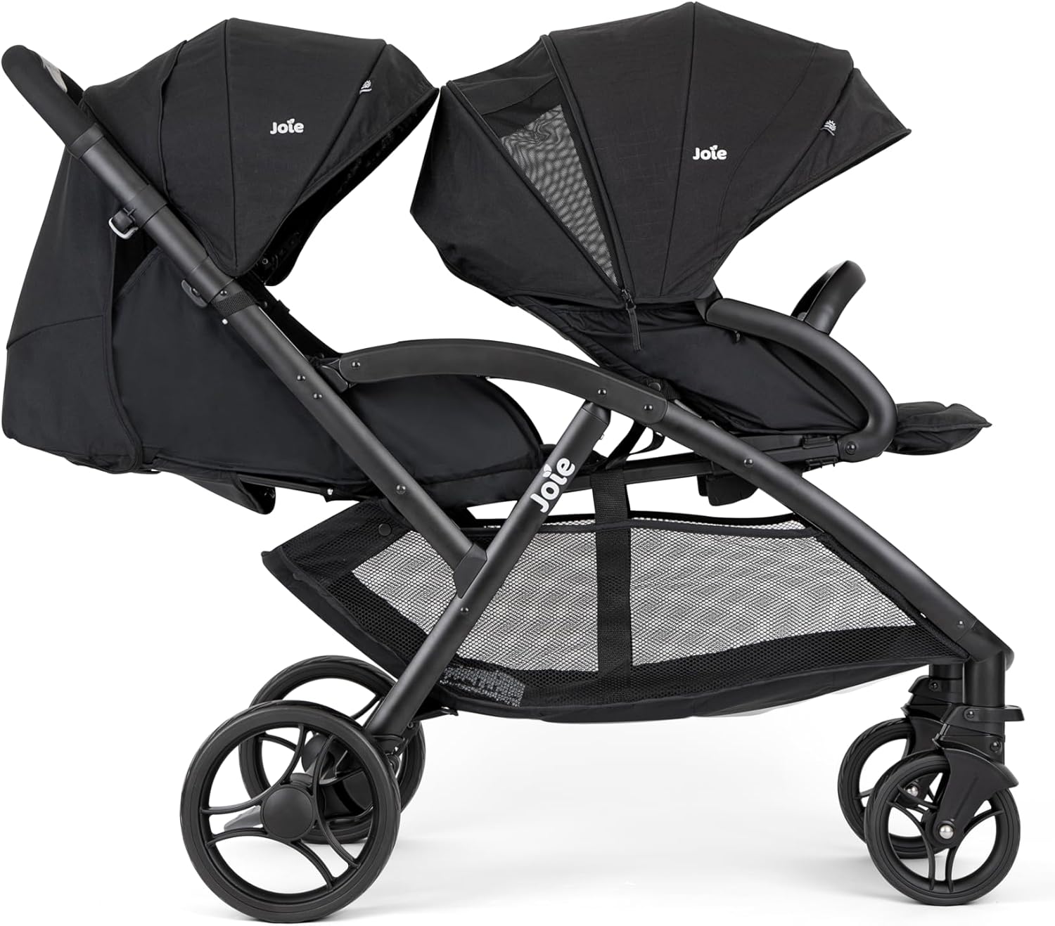 Joie - Evalite Duo - Poussette Double Légère - Siège Arrière Inclinable À Plat - Compatible Sièges Auto Et Nacelles - Suspension 4 Roues - Harnais 5 Points SoftTouch - Dès la naissance