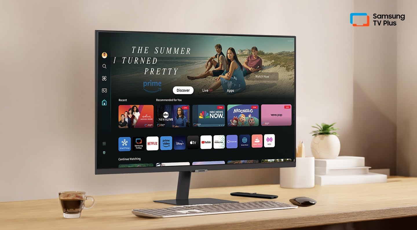 Smart Monitor M5 Noir - 27'' - Dalle VA, FHD (1920 x 1080), 60Hz, 4ms, Inclinable, 2 x HDMI (1.4), 2 x USB-A, Smart TV, Gaming Hub, LS27DM502EUXEN