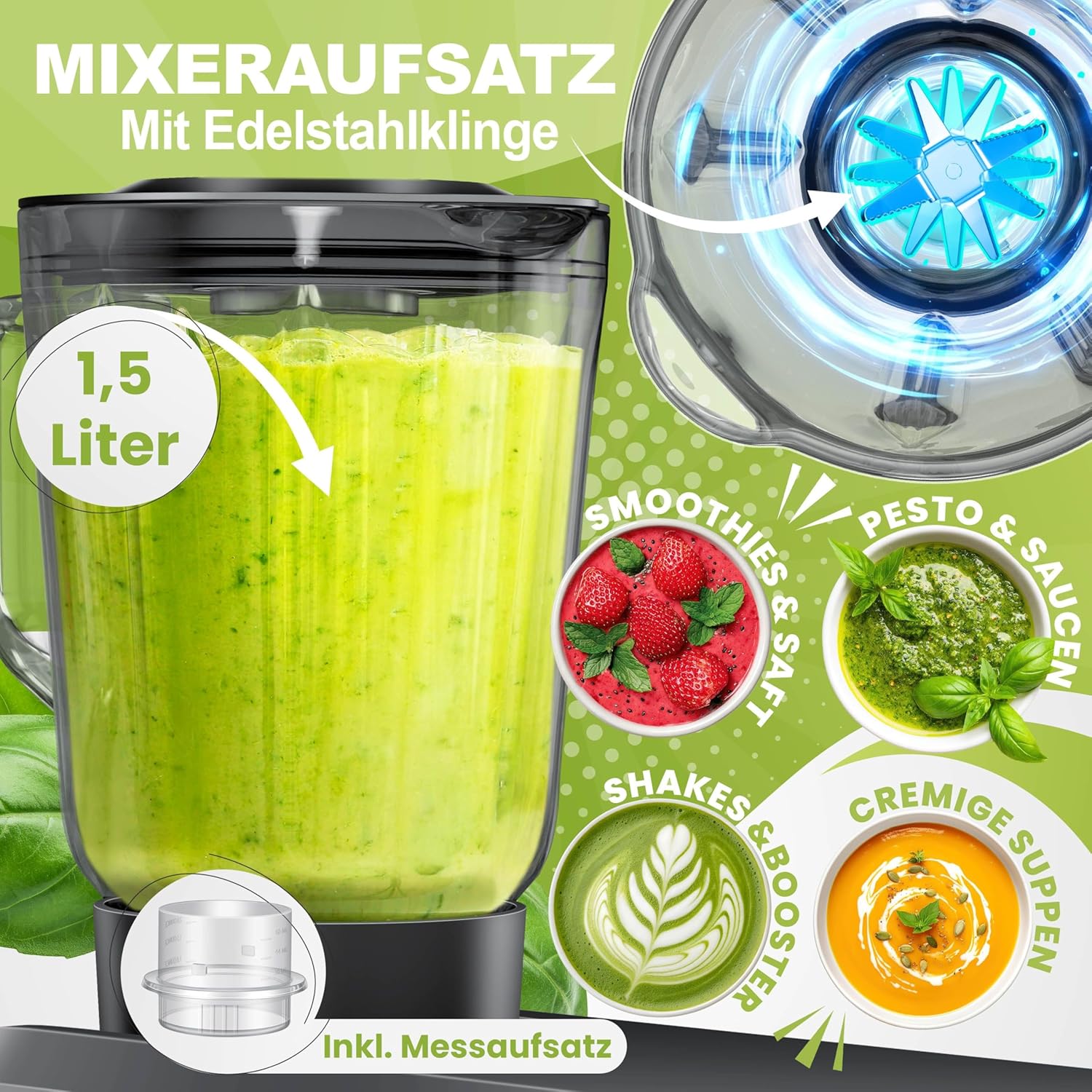 KESSER Robot de cuisine universel 3 en 1 K-KM 3000 avec hachoir à viande, pétrisseur, mélangeur multifonction, bol de 5,5 l avec 3 outils mélangeurs, presse-agrumes 1,5 l, kit d'accessoires, pâtes et