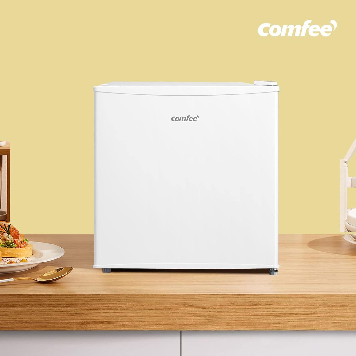 COMFEE' RCU40WH2(E) 31L Mini Congélateur, Porte Réversible, 4 Étoiles, Silencieux, pratique dans le Bureau, l'Hôtel et la Maison, Blanc