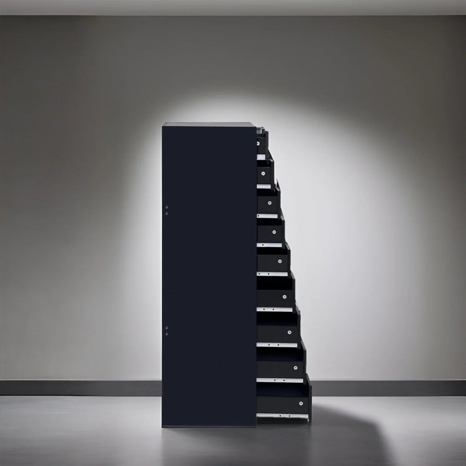 Narrow Wooden 9-Drawer Cabinet with Smooth-Glide Drawers and Top Storage Shelf