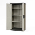 Armoire de rangement en résine avec étagères gris et noir(Gris/Noir)