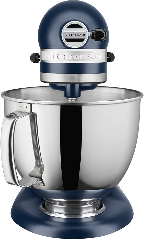 KitchenAid Robot Pâtissier - Artisan - Robot cuisine multifonctions à tête inclinable - Batteur avec 5 accessoires et 2 bols inox de 4,8 et 3 L - Bleu encre