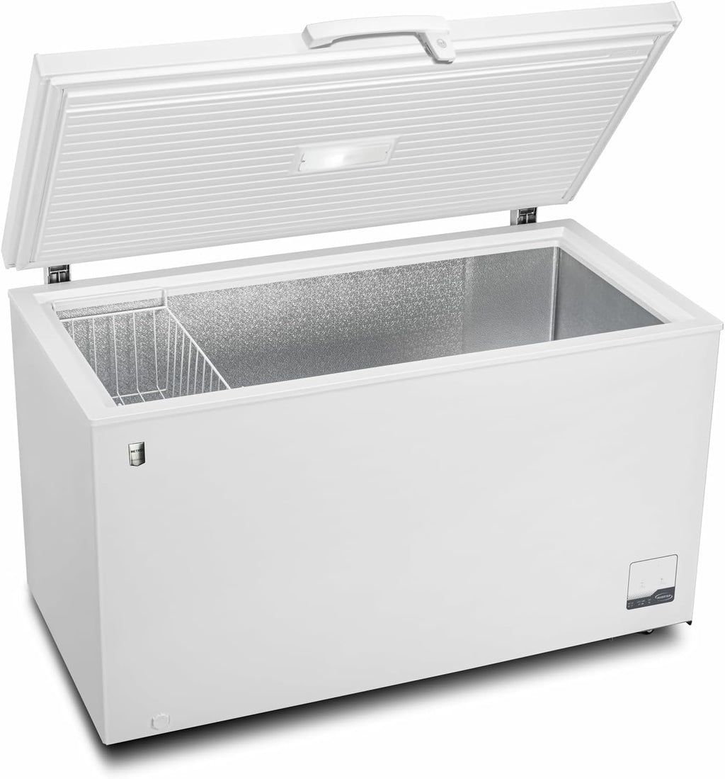 METRO Professional Congélateur bahut GHF2300, acier/aluminium, 112.5x61x83.5 cm, 300L, 95W, 1 panier, éclairage LED, 4 roulettes, avec serrure, blanc