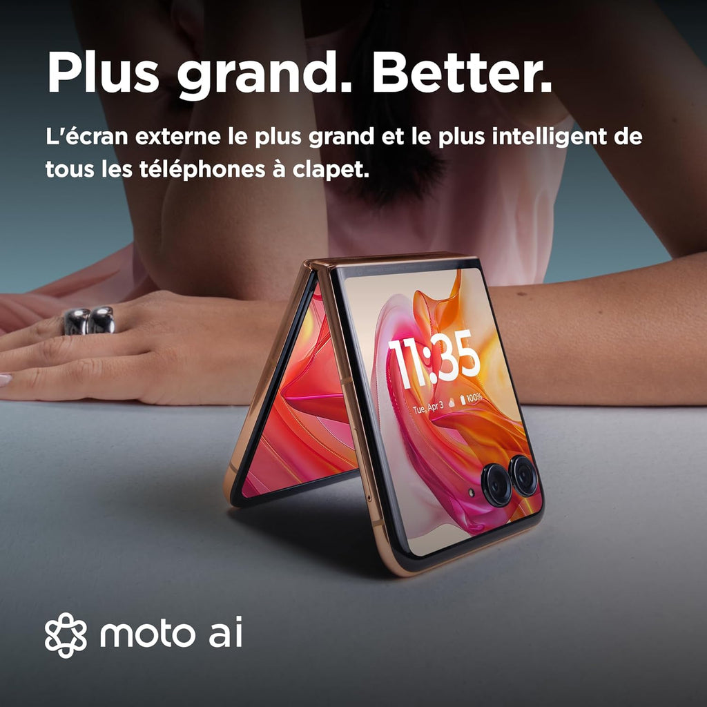 Motorola Razr 50 Ultra, 12+512 Go, écran 4", Double capteur 50MP avec IA, Résistant à l’Eau, Peach Fuzz