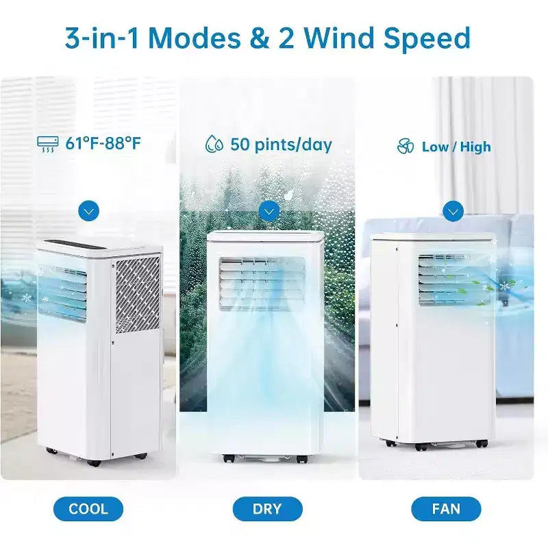 10000 BTU Portable Air Conditioner, Home AC/Air Conditioner with Remote Control for Room up to 450 Sq.Ft, 3-in-1 Functions/24 Hrs Timer/Caster Wheels