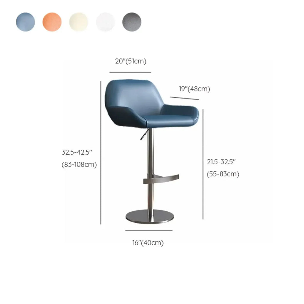 Minimalist Leather Swivel Bar Stools with Low Back for Kitchen