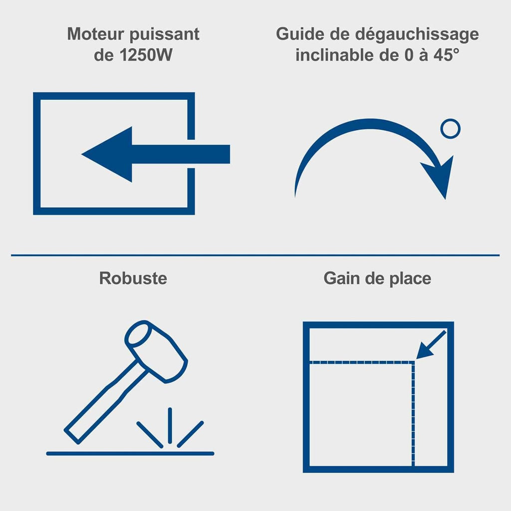 Scheppach Raboteuse & Dégauchisseuse compacte HMS850 | Puissance 1250W | 2 fers en acier rapide | Largeur de rabotage 204mm | Hauteur de passage 120mm | Régime de l'arbre 8500-1min