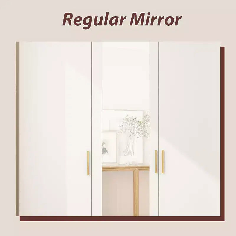 Hitow Armoire 2-Large Drawer Center Hanging Area with Mirror Minimalist Style