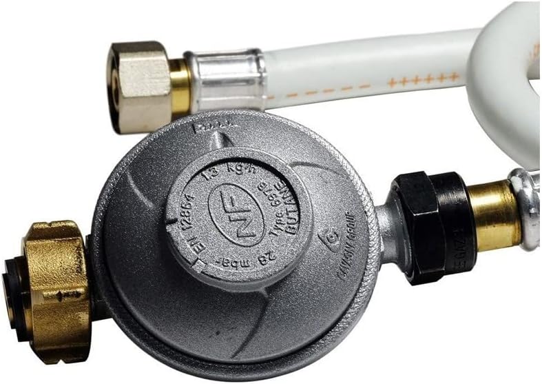 Chauffage d'appoint gaz Provence 3,4 KW Marron miel Effet poêle à bois Fonte Tuyau gaz vissable 1.5 m + detendeur butane