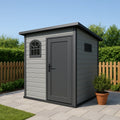Abri de jardin Cabanon en résine Gris clair et noir Résine Jardins 206 x 200 x 224 cm(Gris clair et noir)