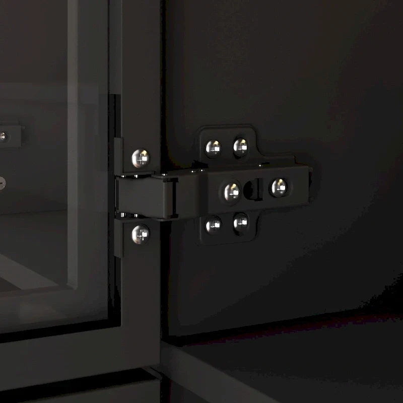 47.2 Wide Armoire LED Light All Glass Door Closet Cabinet Wardrobe
