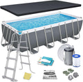Bestway - Piscine Hors Sol Steel Pro Max, Filtre à Cartouche, bâche, échelle - 488 cm x 244 cm x 122 cm - Gris foncé