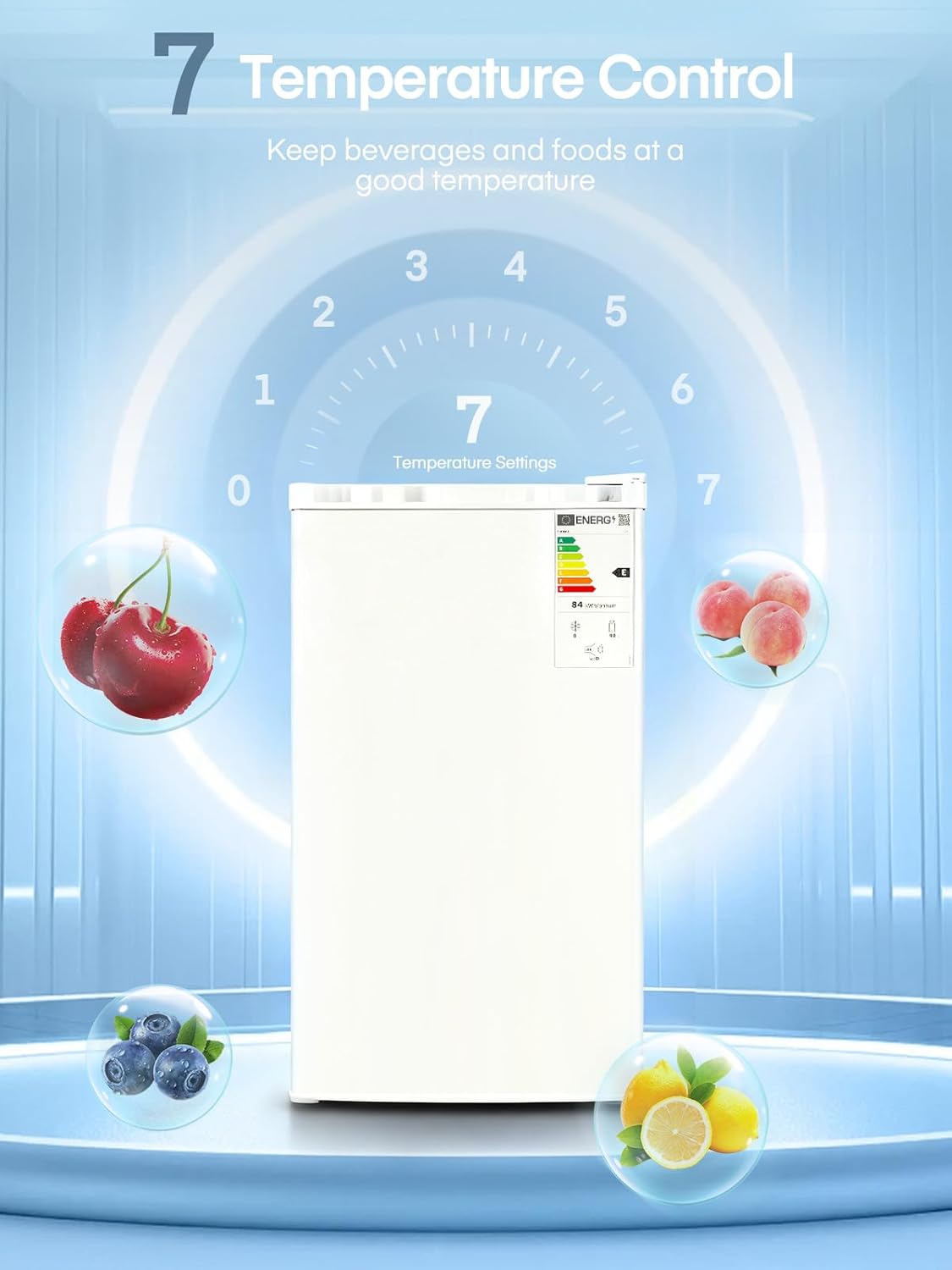 FOHERE Petit Frigo avec Congélateur de 91L, Réfrigérateur à une porte, Bac à Légumes, Thermostat Réglable, Silencieux, Petit Frigo de Bureau, Porte Réversible, Dortoir, Chambre, Blanc