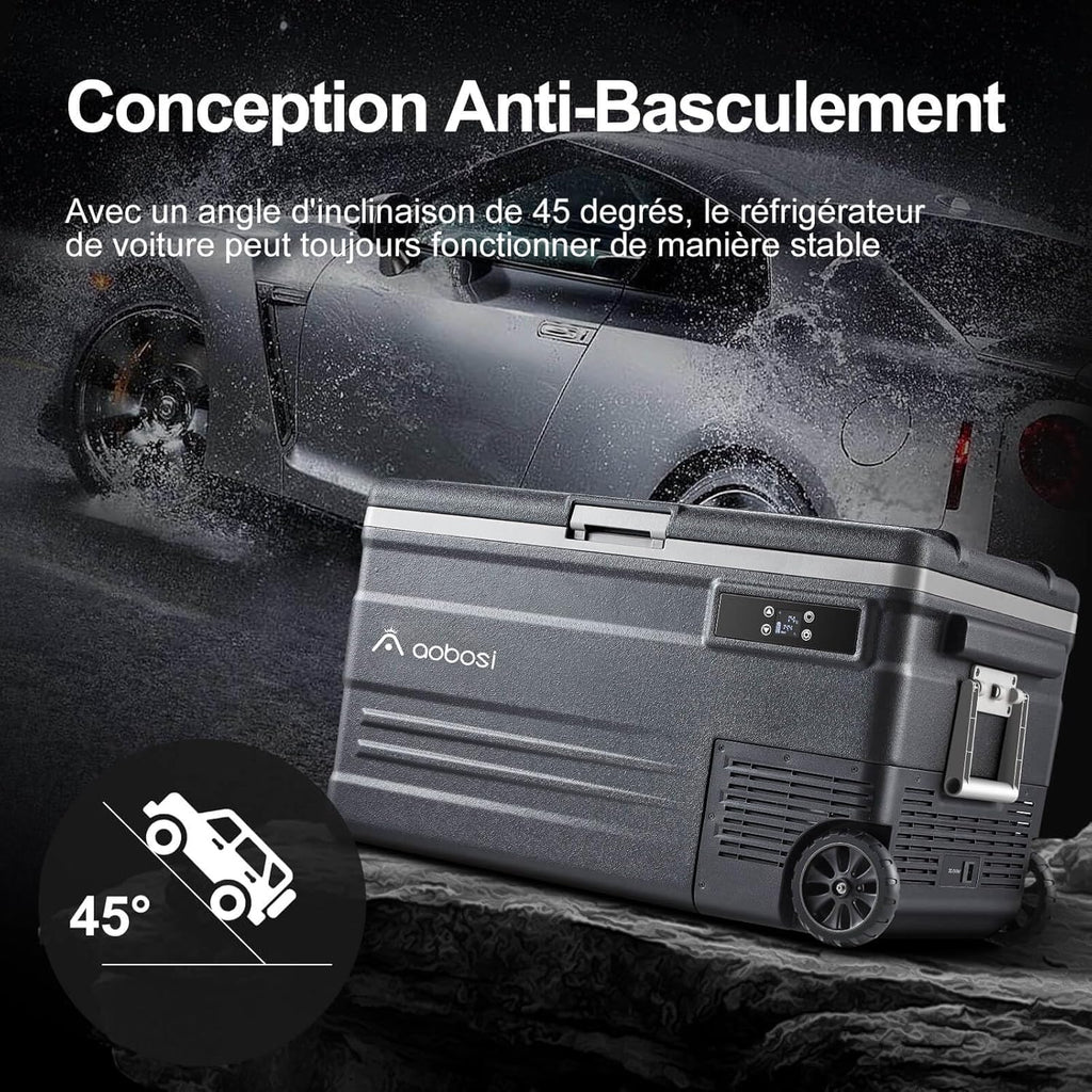 45L Glacière à Compresseur,Glaciere Électrique -20℃ à 20℃,Frigo Camion APP&Bouton Contrôle,12/24V DC et 100-240V AC Glaciere Camping Pour Voiture,Camion,Bateau et Prise De Courant -