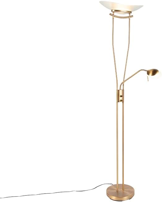 Qazqa lexus - LED Dimmable Lampadaire avec lampe de lecture variateur inclus - 1 lumière - H 1800 mm - Bronze - Moderne - éclairage intérieur - Salon I Chambre