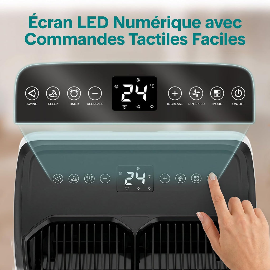 SereneLife Climatiseur Portable 14 000 BTU – Clim Mobile 3 en 1 Silencieuse avec WiFi, Déshumidificateur, Ventilation, Télécommande et Kit Fenêtre, Contrôle APP, Minuterie 24 h