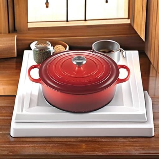 LE CREUSET Cocotte Ronde Basse en Fonte émaillée Signature, 30 cm, 6,2 L, Cerise, 21179300602430