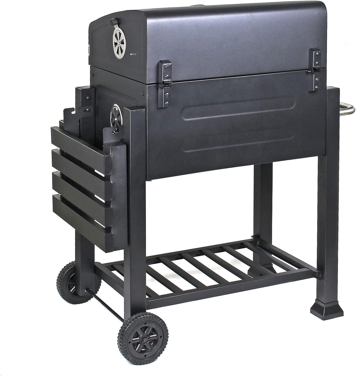 Wiltec Chariot Barbecue à Charbon 1130x475x 1000mm Clapet anti-feu Hauteur réglable Thermomètre Espaces rangement Ouvre-bouteille Grillade Jardin BBQ