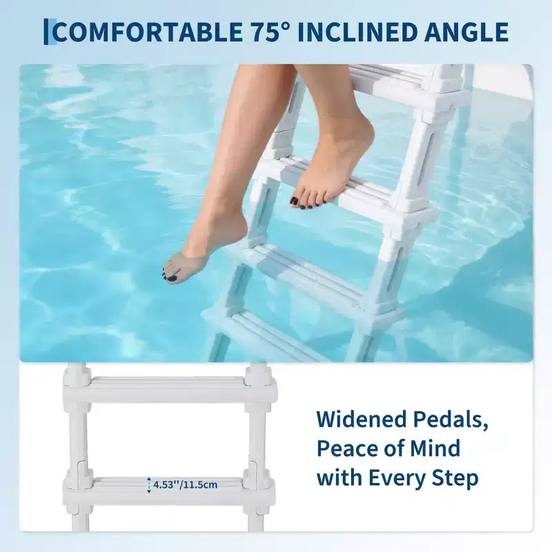 Heavy Duty 5-Step Swimming Pool Ladder with Double Handrails  Non-Slip Sturdy PE Steps  400 lbs Capacity Fits 48-54 Inground & Above Ground Pools