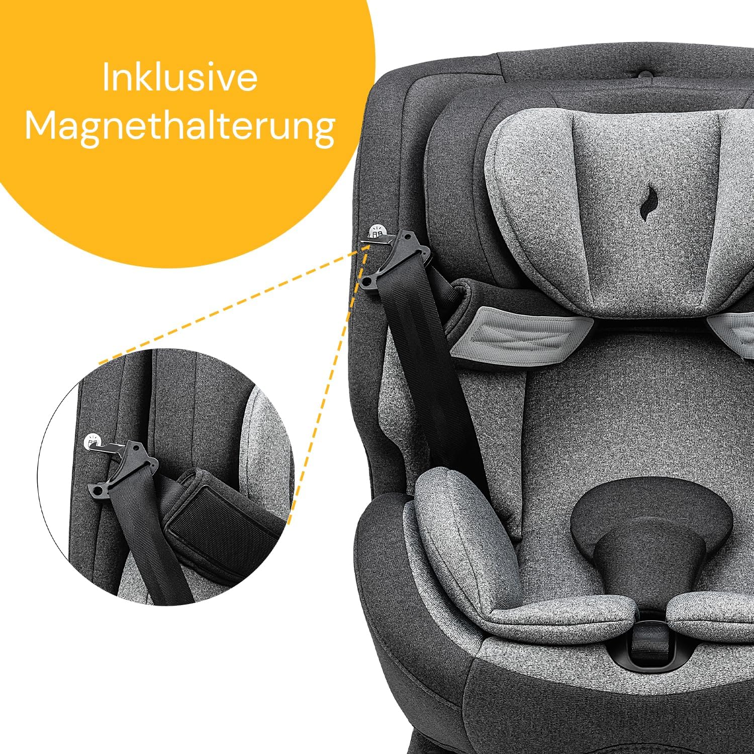 OSANN - Siège auto bébé/enfant One360 Rotatif 360° Isofix - 40-150 cm - 0 à 12 ans - Groupe 1/2/3 - Gris, Hauteurs 14 positions, Dos/Face à la route, Supports magnétiques pour sangles d'épaules