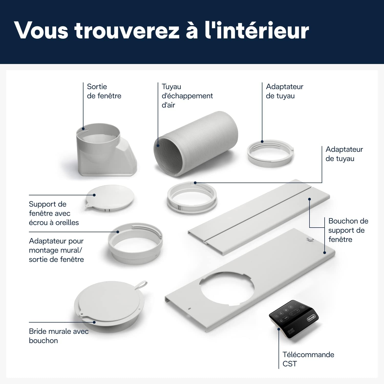 DELONGHI Pinguino PAC EX130 CST Climatiseur mobile WiFi avec fonction de déshumidification, version Pro jusqu'à 120 m³ Blanc