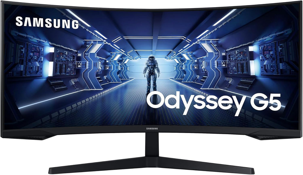 Samsung Ecran PC Odyssey G55T 34'' 165Hz, 1ms, Dalle VA 1000R, UWQHD 3440x1440, 2500:, 250cd/m2, AMD FreeSync Premium, Pied Ajustable,HDMI, DisplayPort