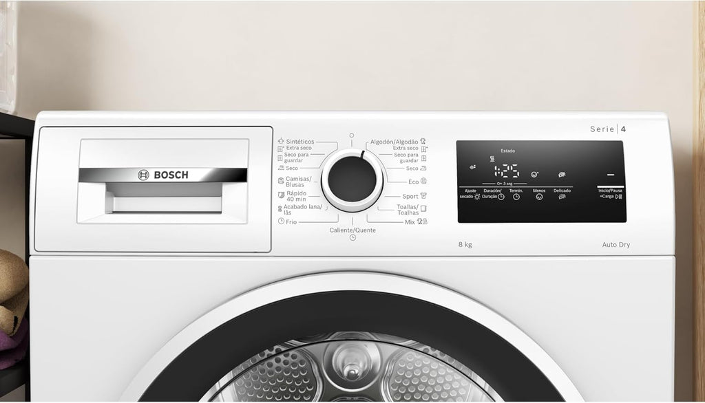Bosch Sèche-linge avec pompe à chaleur 8 kg Série 4 Easy Clean AutoDry Anti-rides Blanc WTR85V00ES